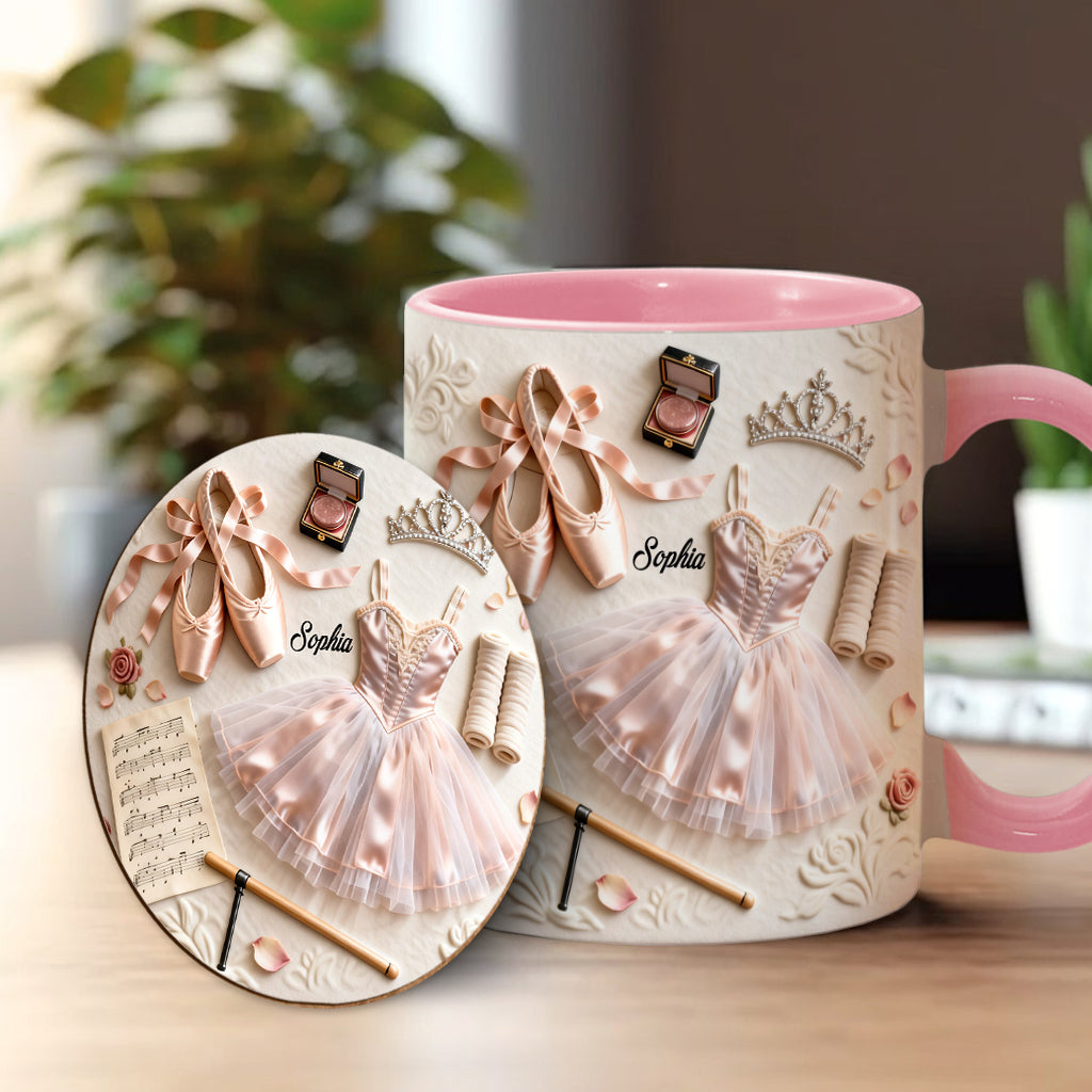 J'adore le ballet - Mug et sous-verre personnalisés sur le thème du ballet