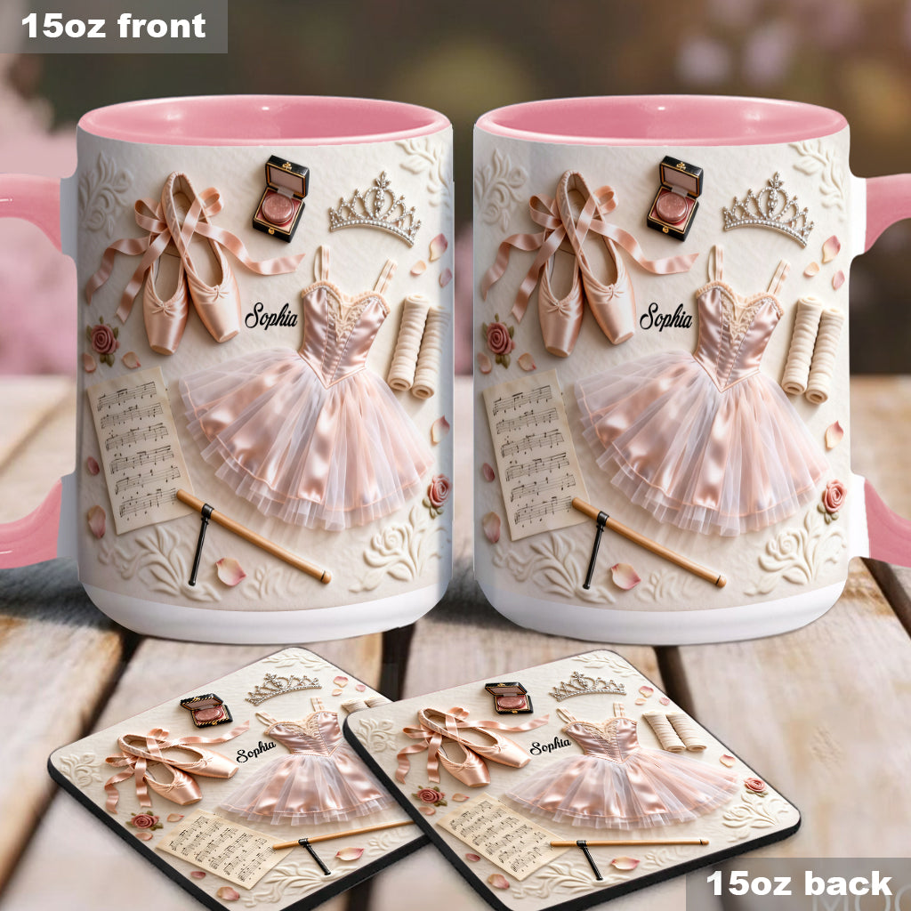 J'adore le ballet - Mug et sous-verre personnalisés sur le thème du ballet