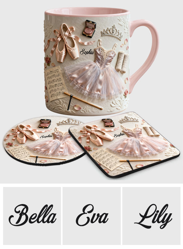 J'adore le ballet - Mug et sous-verre personnalisés sur le thème du ballet