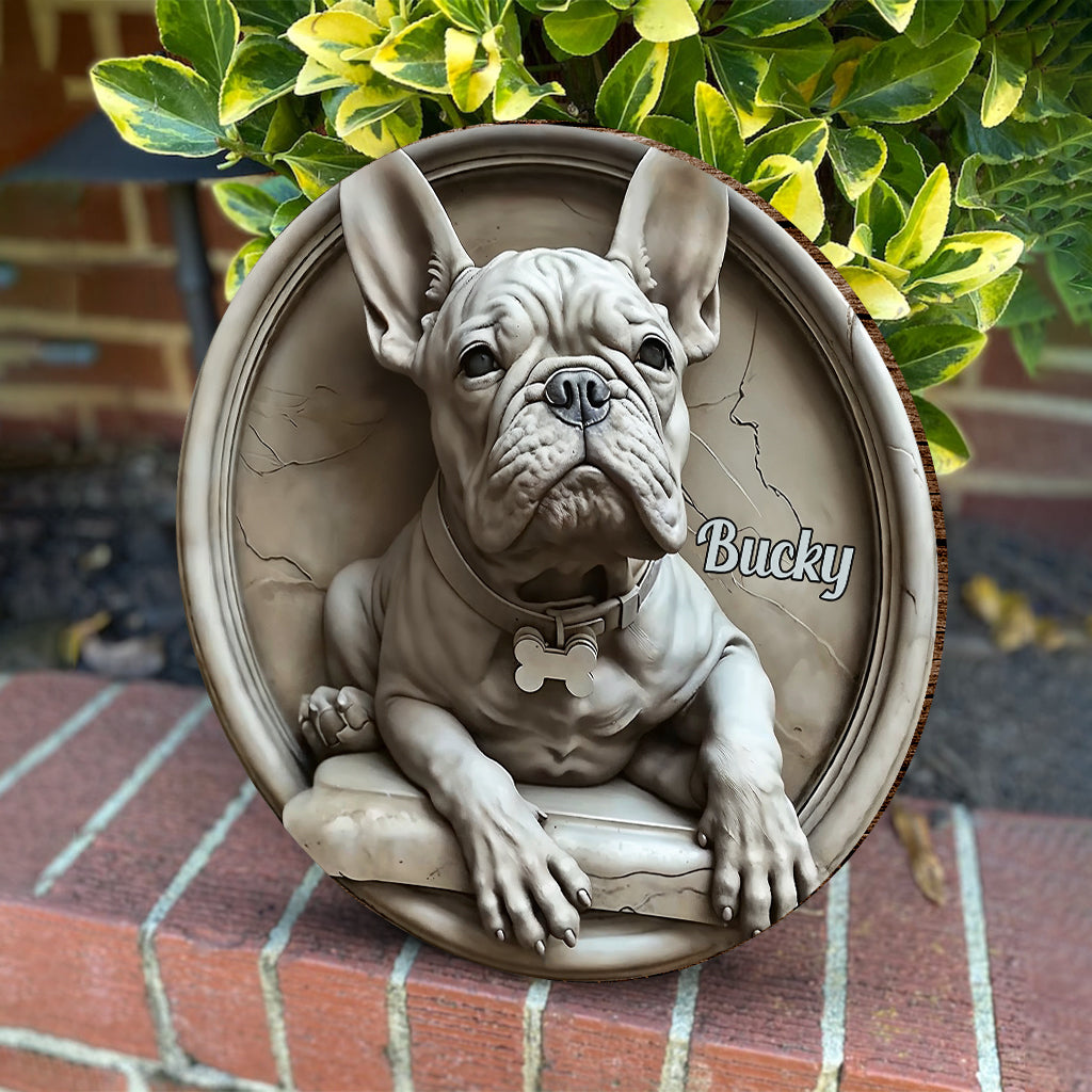 French Bulldog - Personalized French Bulldog Round Wood Sign