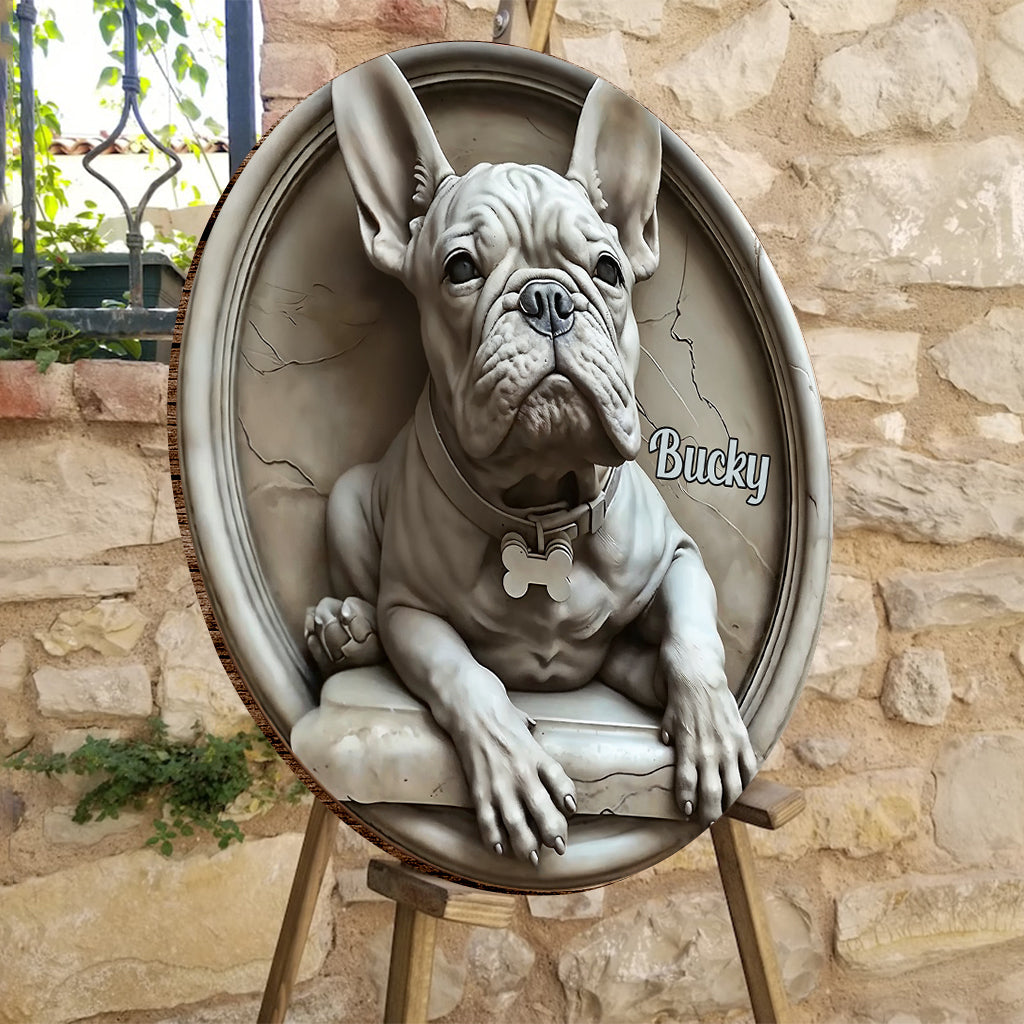 French Bulldog - Personalized French Bulldog Round Wood Sign