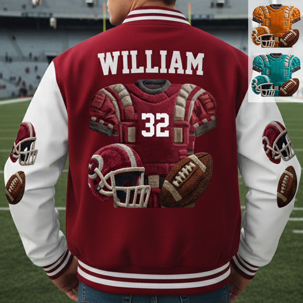 J'adore le football - Veste universitaire de football personnalisée