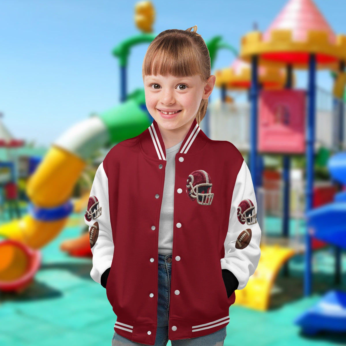 J'adore le football - Veste universitaire de football personnalisée