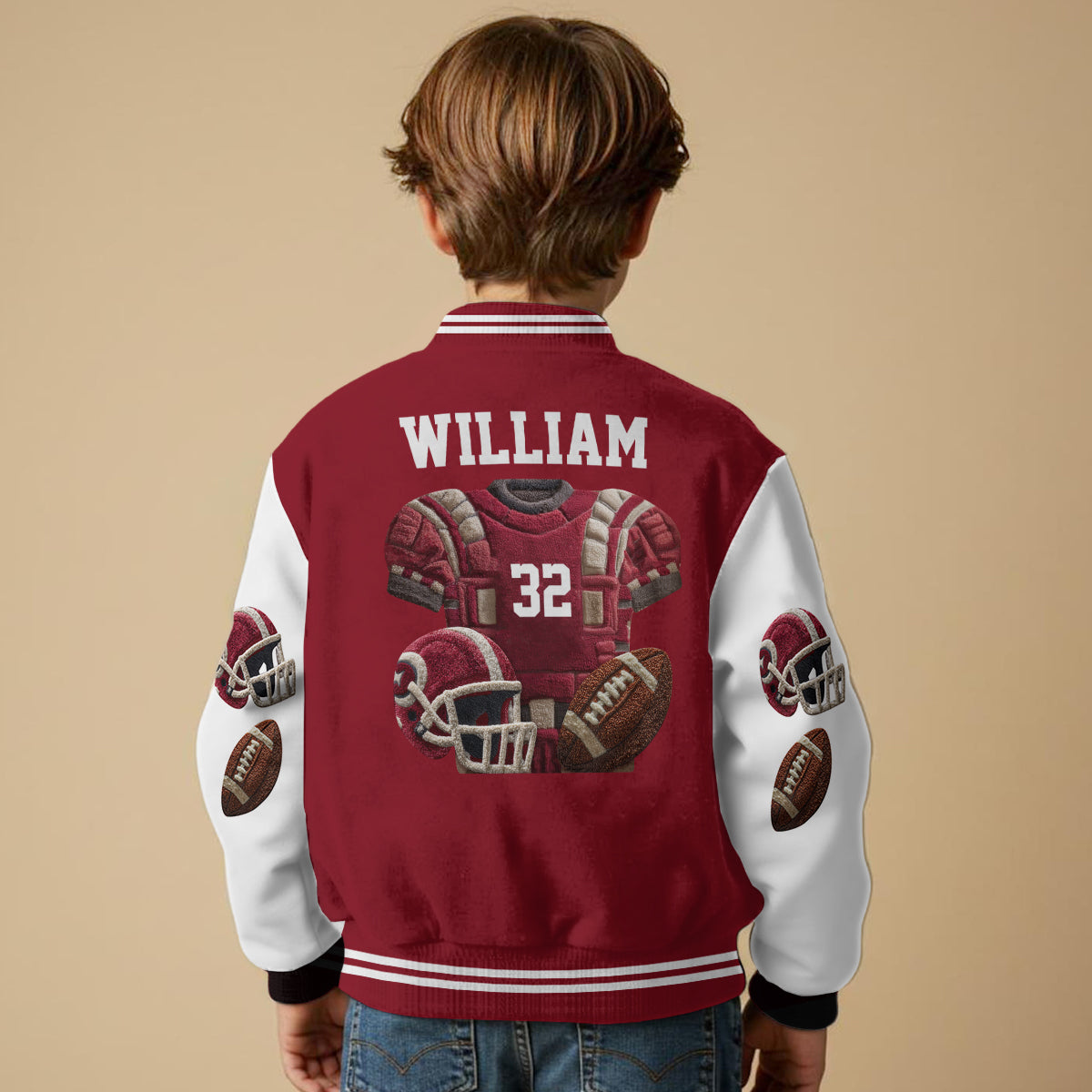 J'adore le football - Veste universitaire de football personnalisée