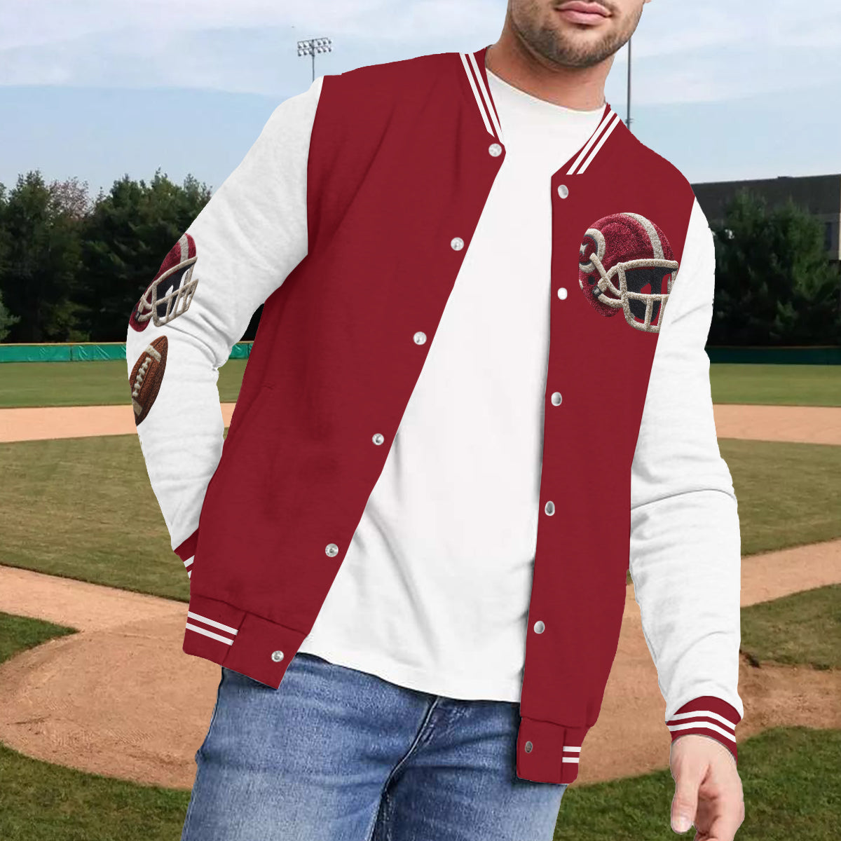 J'adore le football - Veste universitaire de football personnalisée