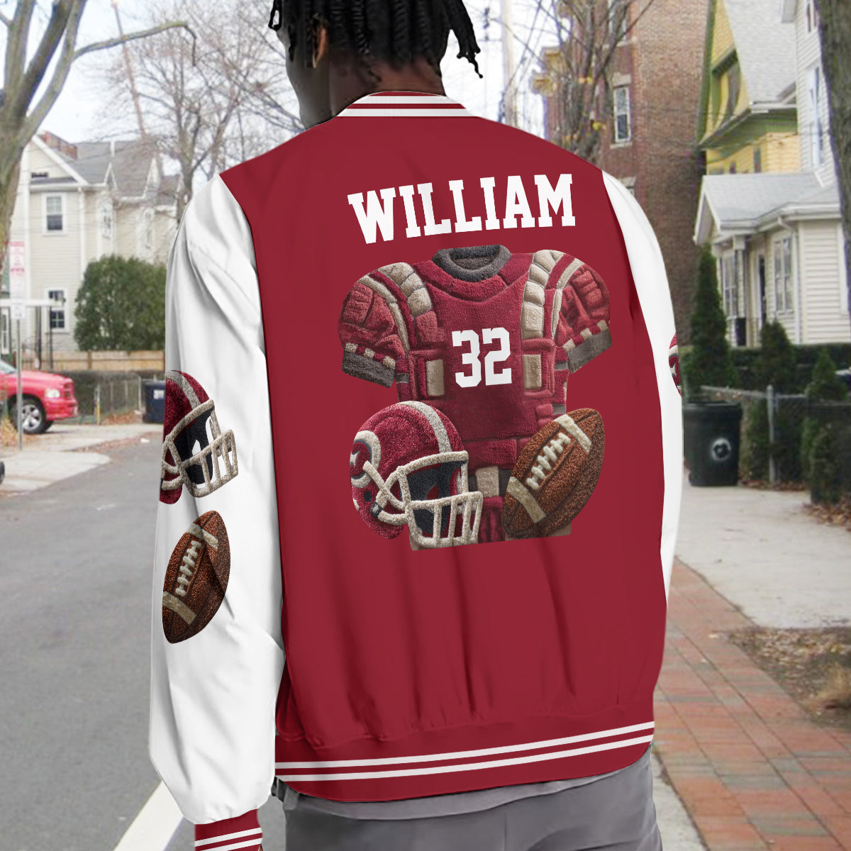 J'adore le football - Veste universitaire de football personnalisée