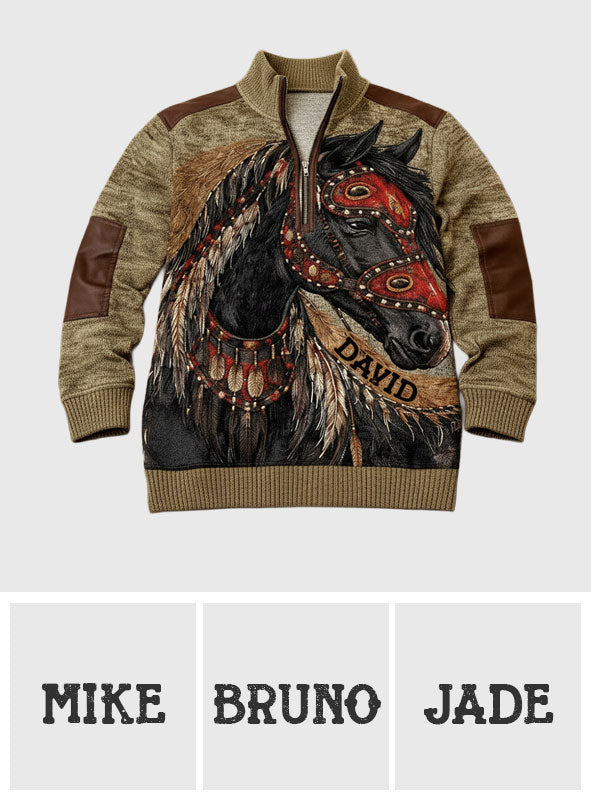 Sweat-shirt zippé personnalisé pour homme, style autochtone amérindien