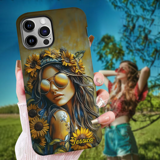 Hippie Soul Sunflower Girl - Personalized Hippie Full Print Phone Case