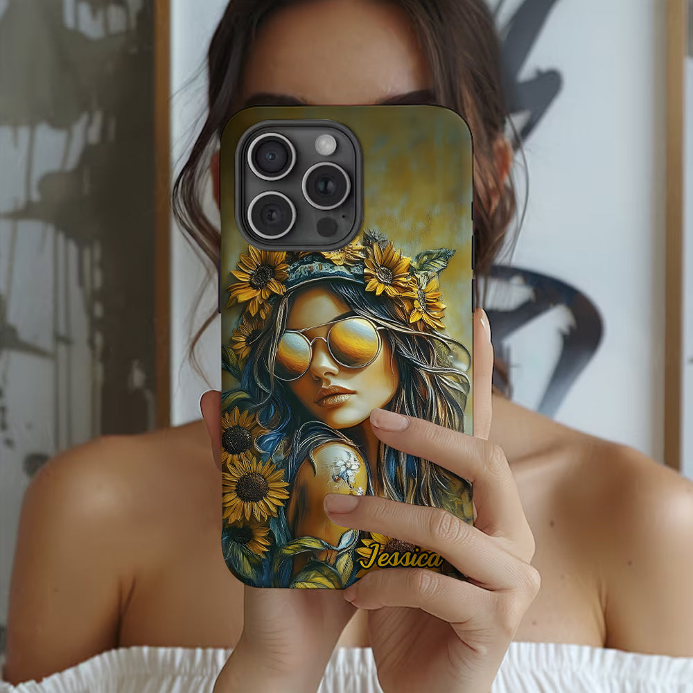 Coque de téléphone personnalisée Hippie Soul Sunflower Girl - Motif hippie intégral