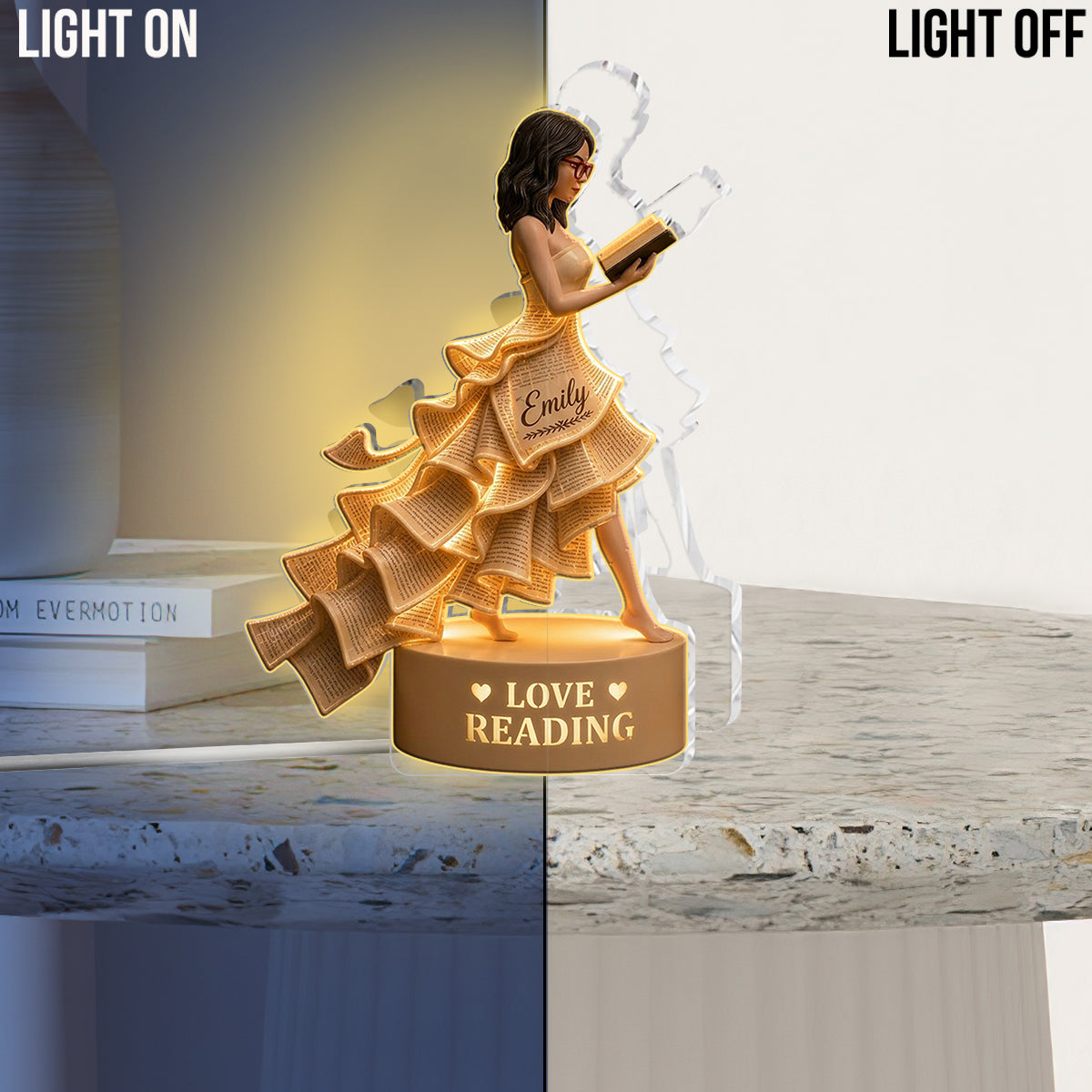 Love Books - Personalized Book Acrylic LED Night Light