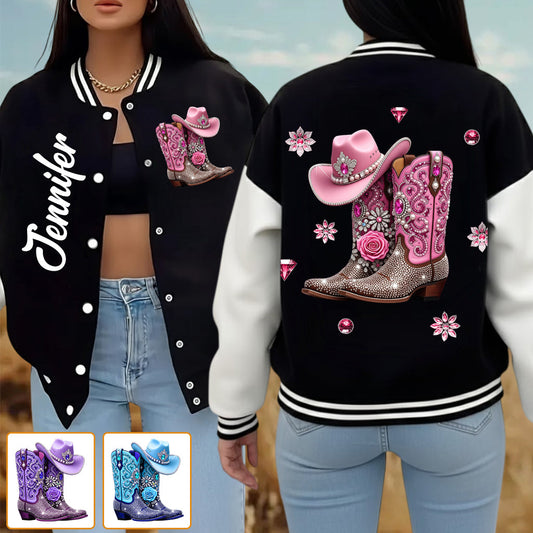 Bottes de cowgirl - Veste universitaire de cowgirl personnalisée