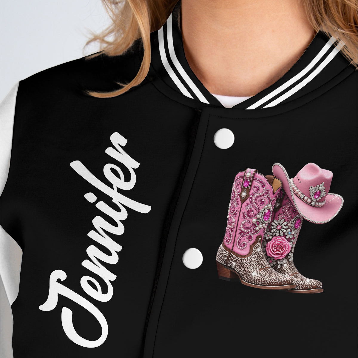 Cowgirl Boots - Personalized Cowgirl Varsity Jacket