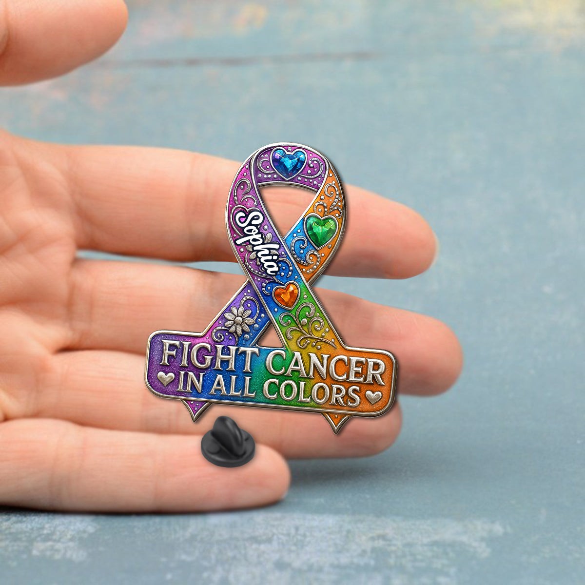 Fight Cancer In All Colors - Personalized Cancer Awareness Pin