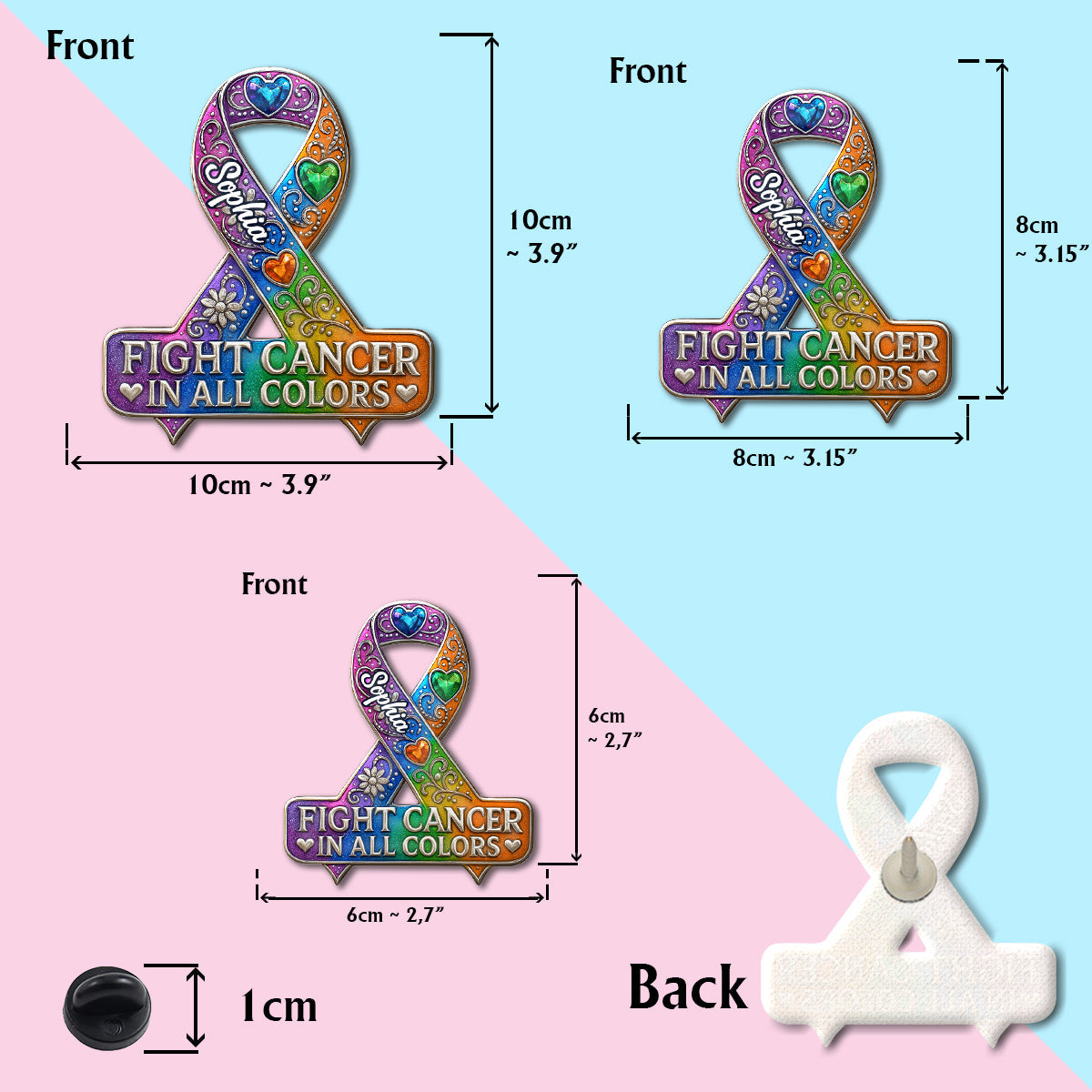Fight Cancer In All Colors - Personalized Cancer Awareness Pin