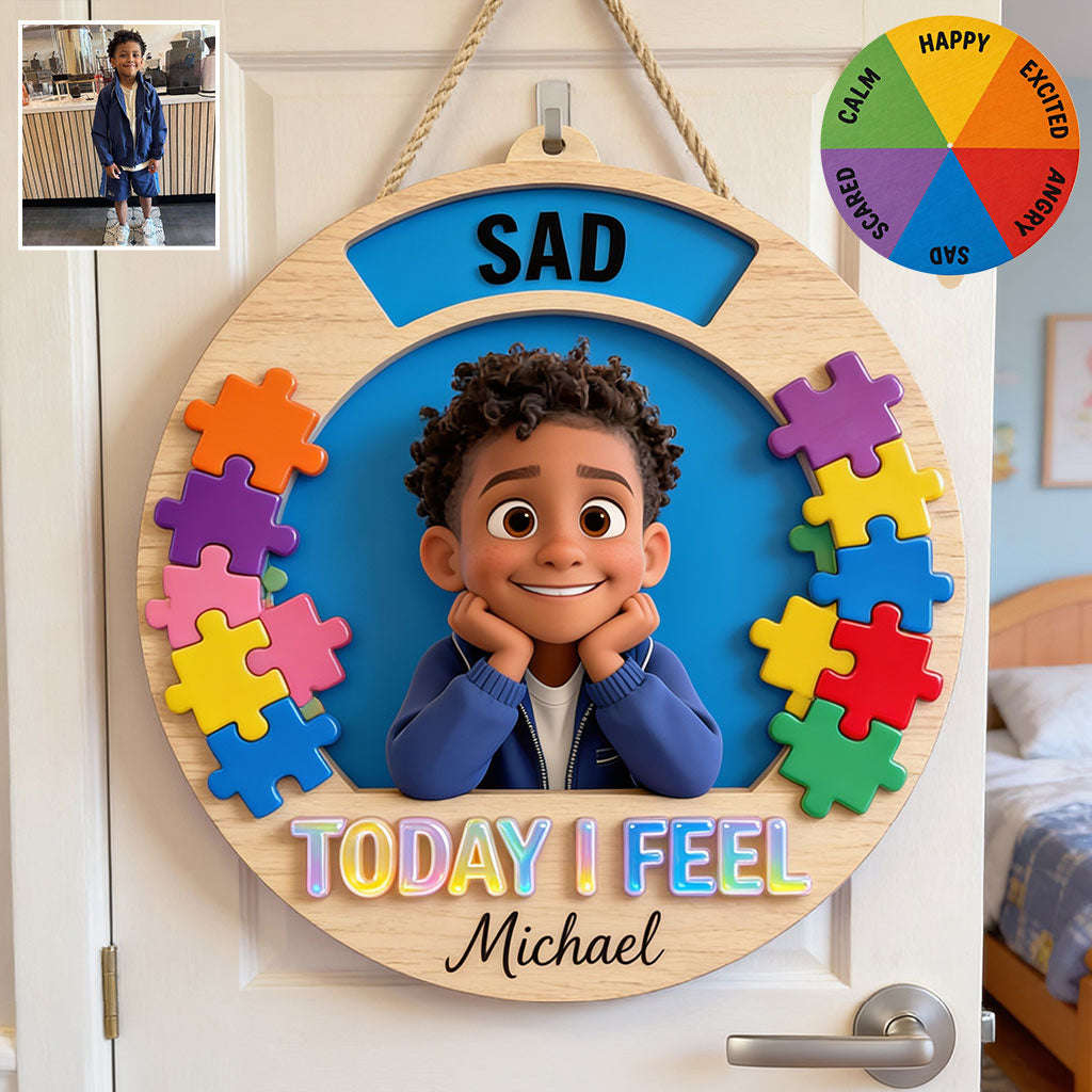 Today I Feel - Personalized Autism Awareness Spinner Sign Custom Shape