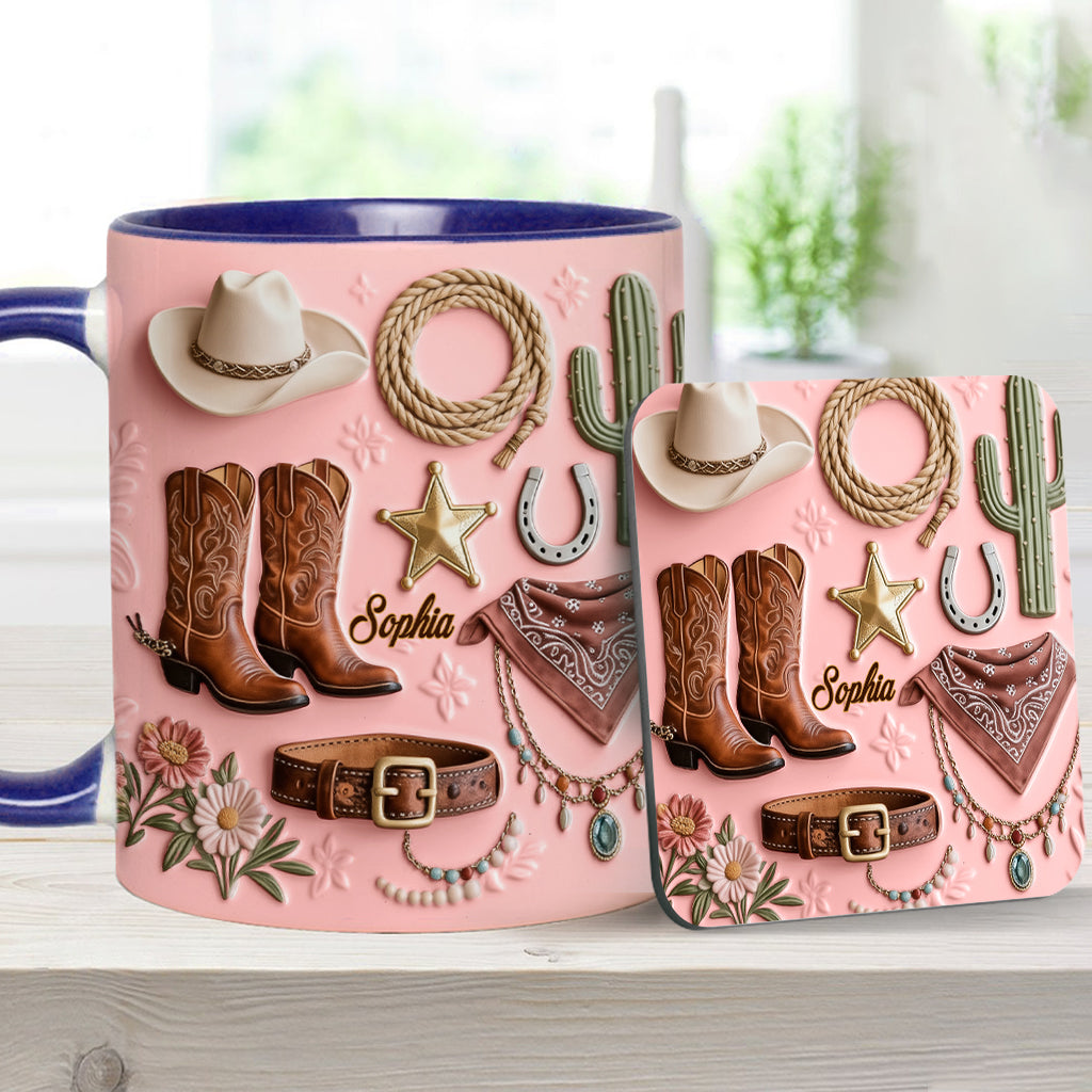 Cowgirl - Personalized Cowgirl Accent Mug & Coaster