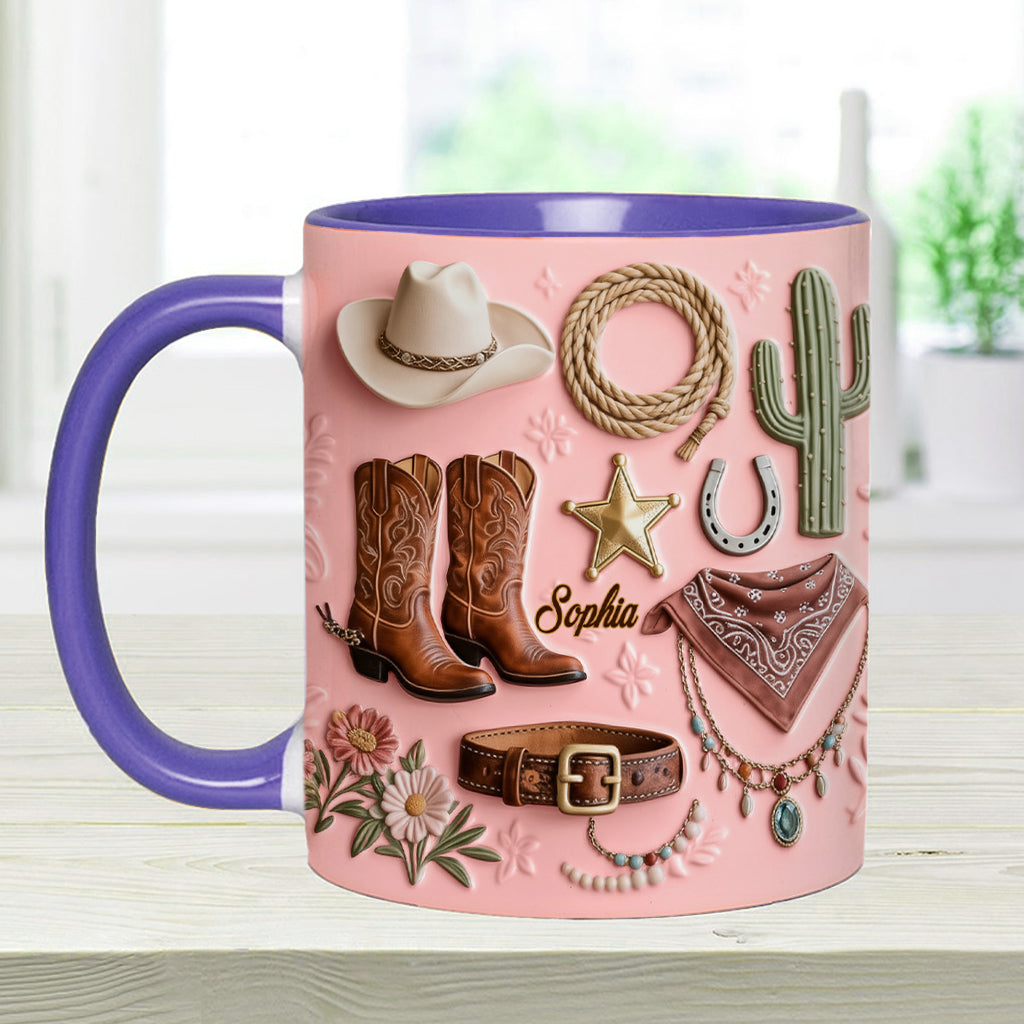 Cowgirl - Personalized Cowgirl Accent Mug & Coaster