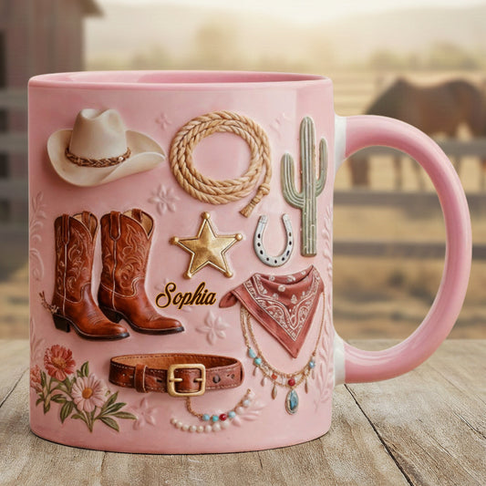 Mug et sous-verre personnalisés Cowgirl - Motif Cowgirl