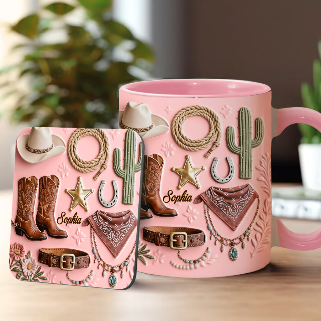 Cowgirl - Personalized Cowgirl Accent Mug & Coaster