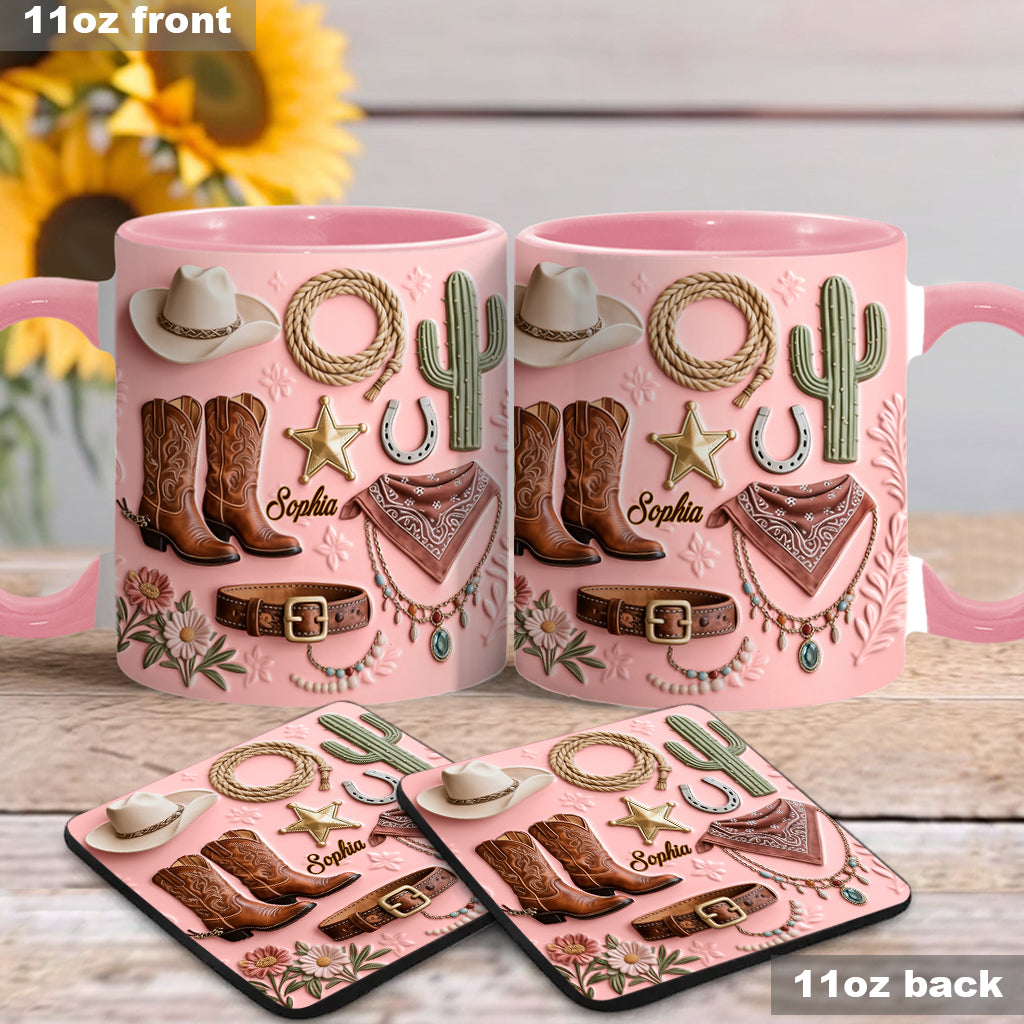 Cowgirl - Personalized Cowgirl Accent Mug & Coaster