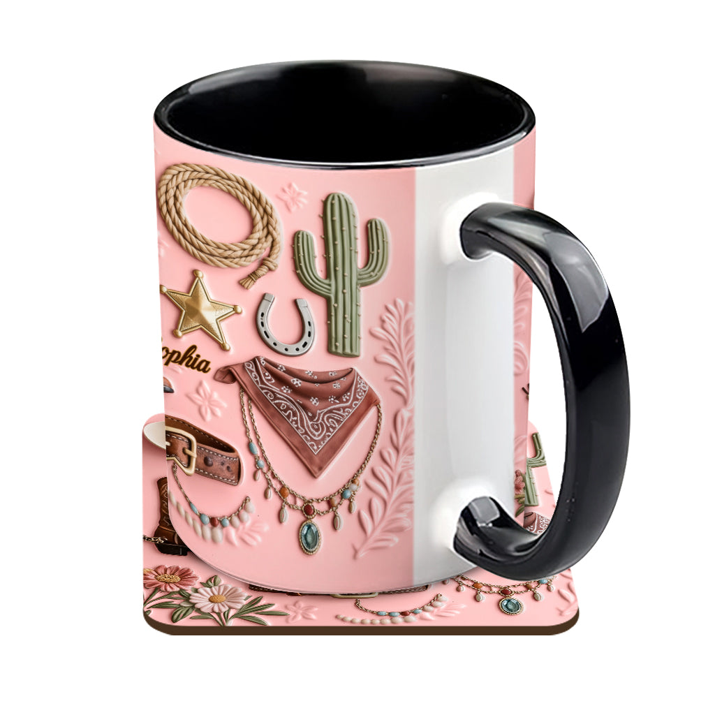 Cowgirl - Personalized Cowgirl Accent Mug & Coaster