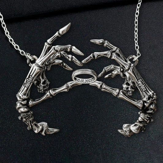 Jusqu'à ce que la mort nous sépare - Collier pendentif personnalisé en forme de crâne