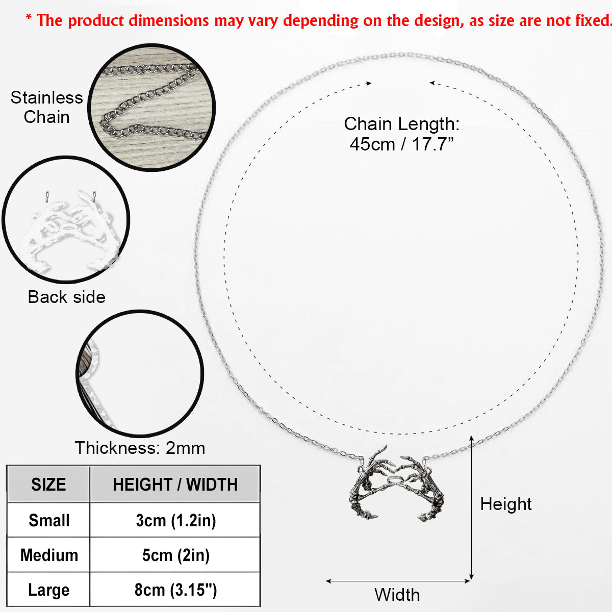 Jusqu'à ce que la mort nous sépare - Collier pendentif personnalisé en forme de crâne