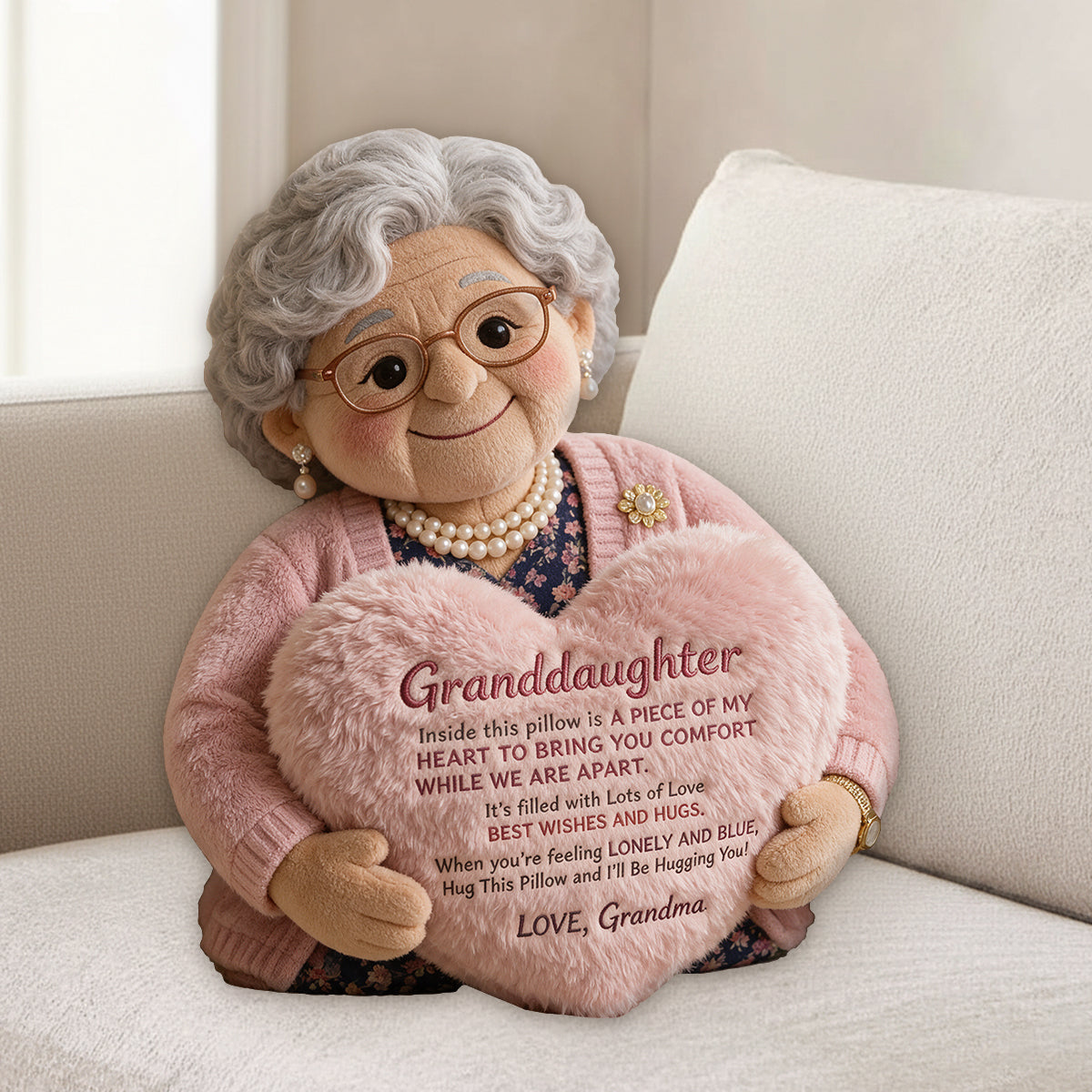 À ma petite-fille - Coussin en fausse fourrure personnalisé