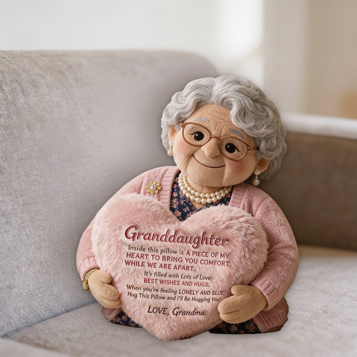 À ma petite-fille - Coussin en fausse fourrure personnalisé