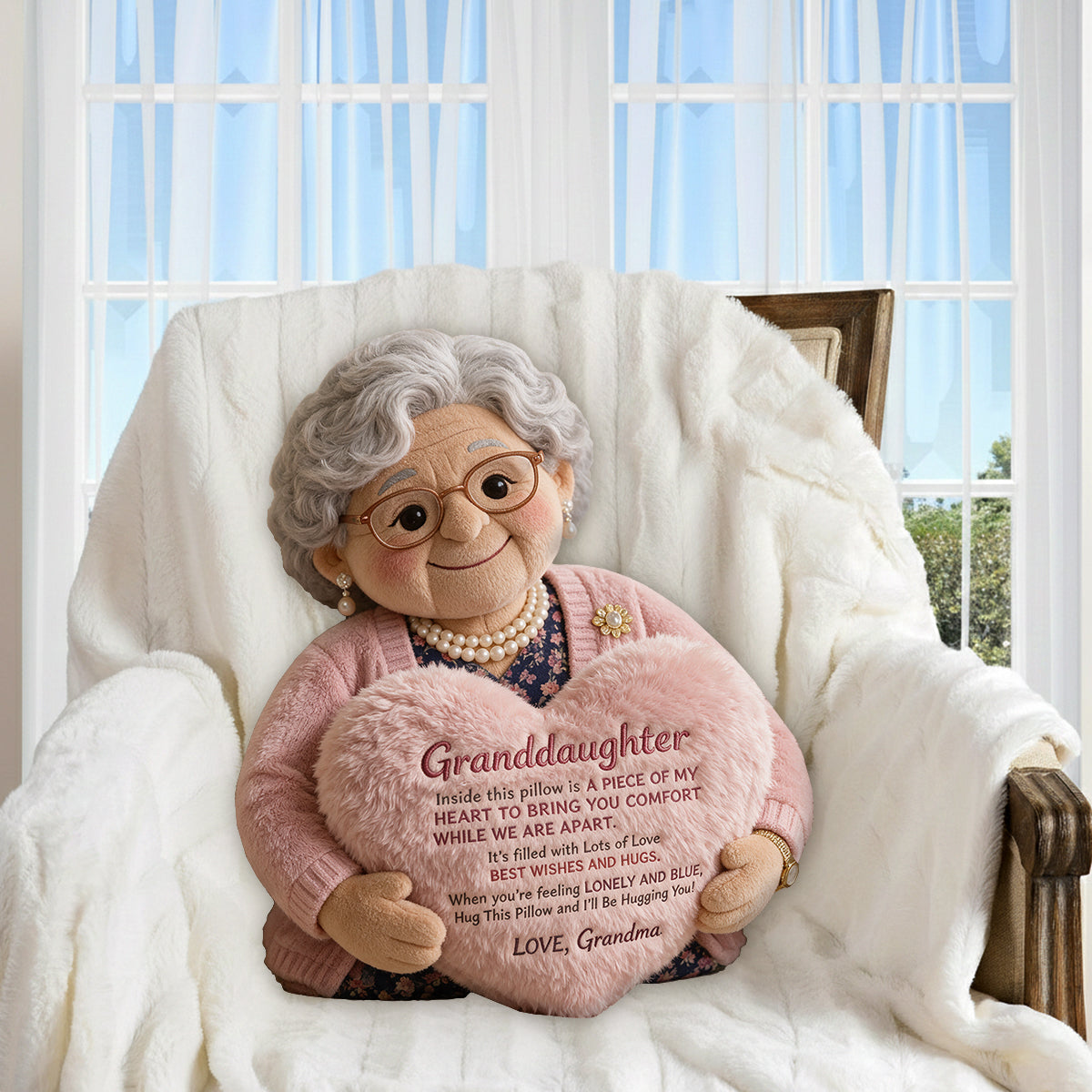 À ma petite-fille - Coussin en fausse fourrure personnalisé