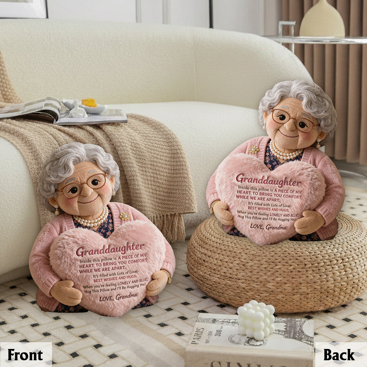 À ma petite-fille - Coussin en fausse fourrure personnalisé