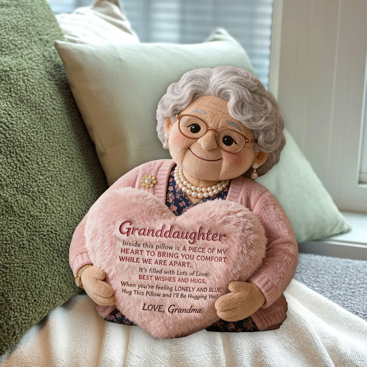 À ma petite-fille - Coussin en fausse fourrure personnalisé