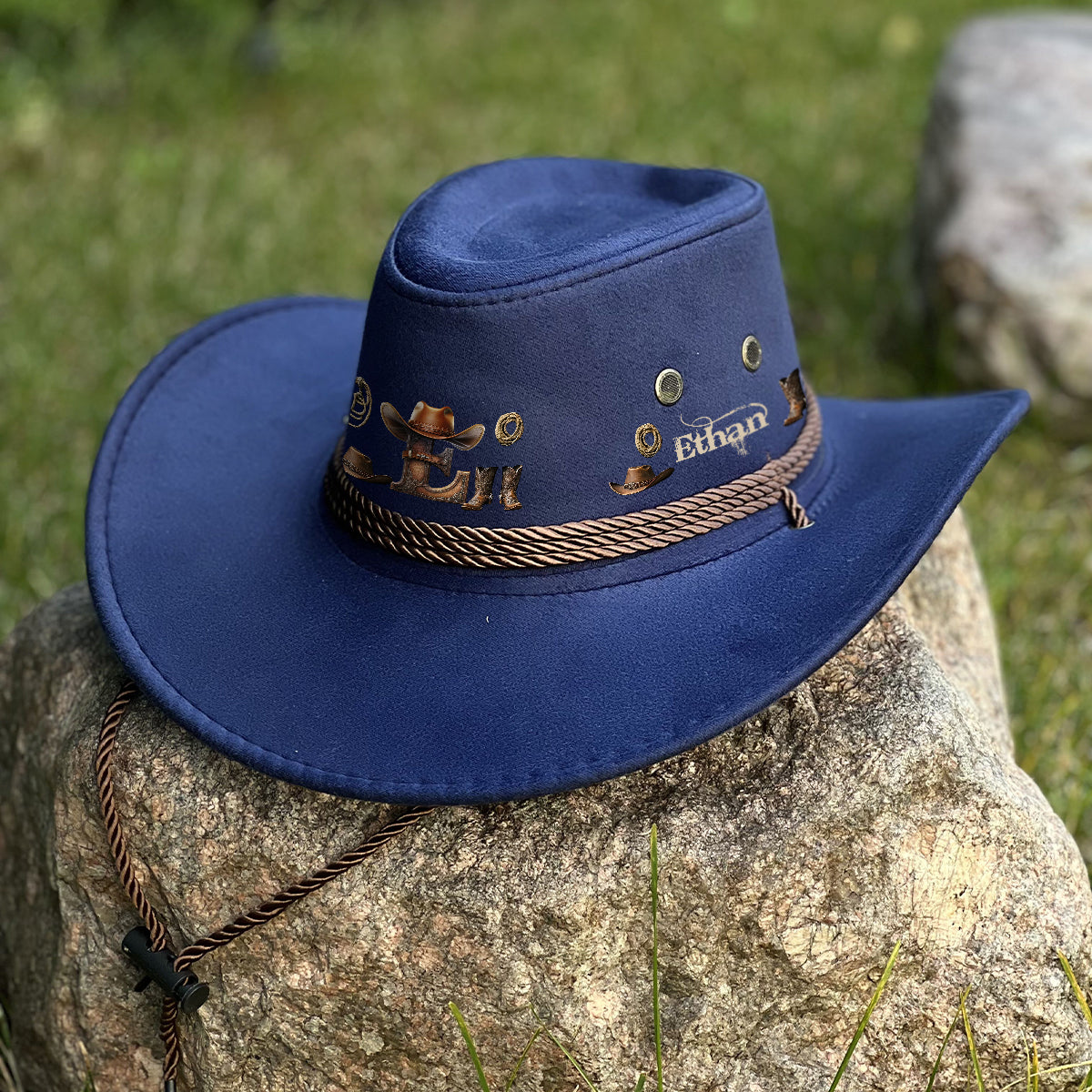 Chapeau de cowboy à large bord personnalisé avec initiale style western - Chapeau de cowboy à large bord pour cowgirl