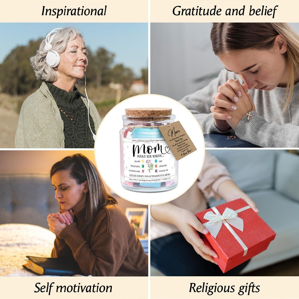 Bocal décoratif en verre avec 92 versets bibliques inspirants