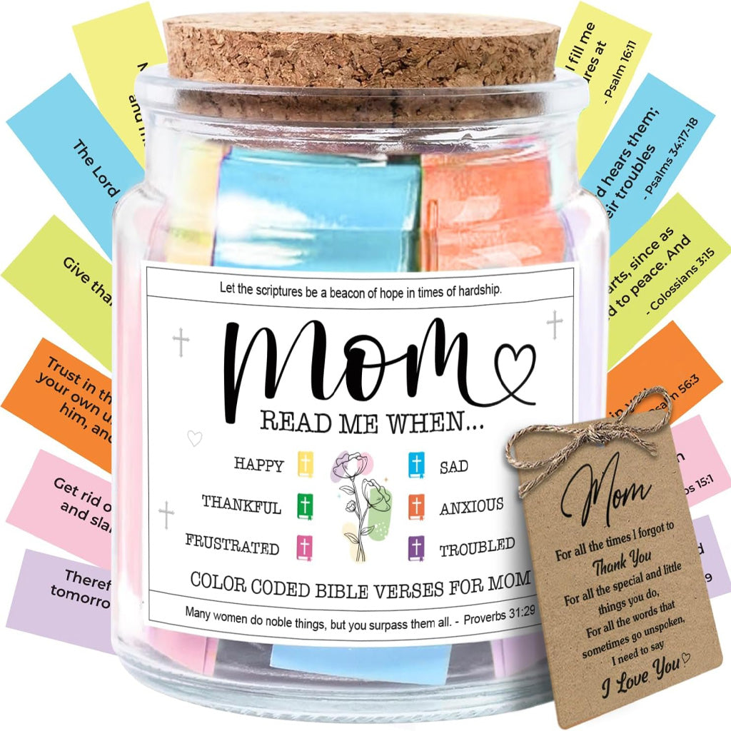 Bocal décoratif en verre avec 92 versets bibliques inspirants