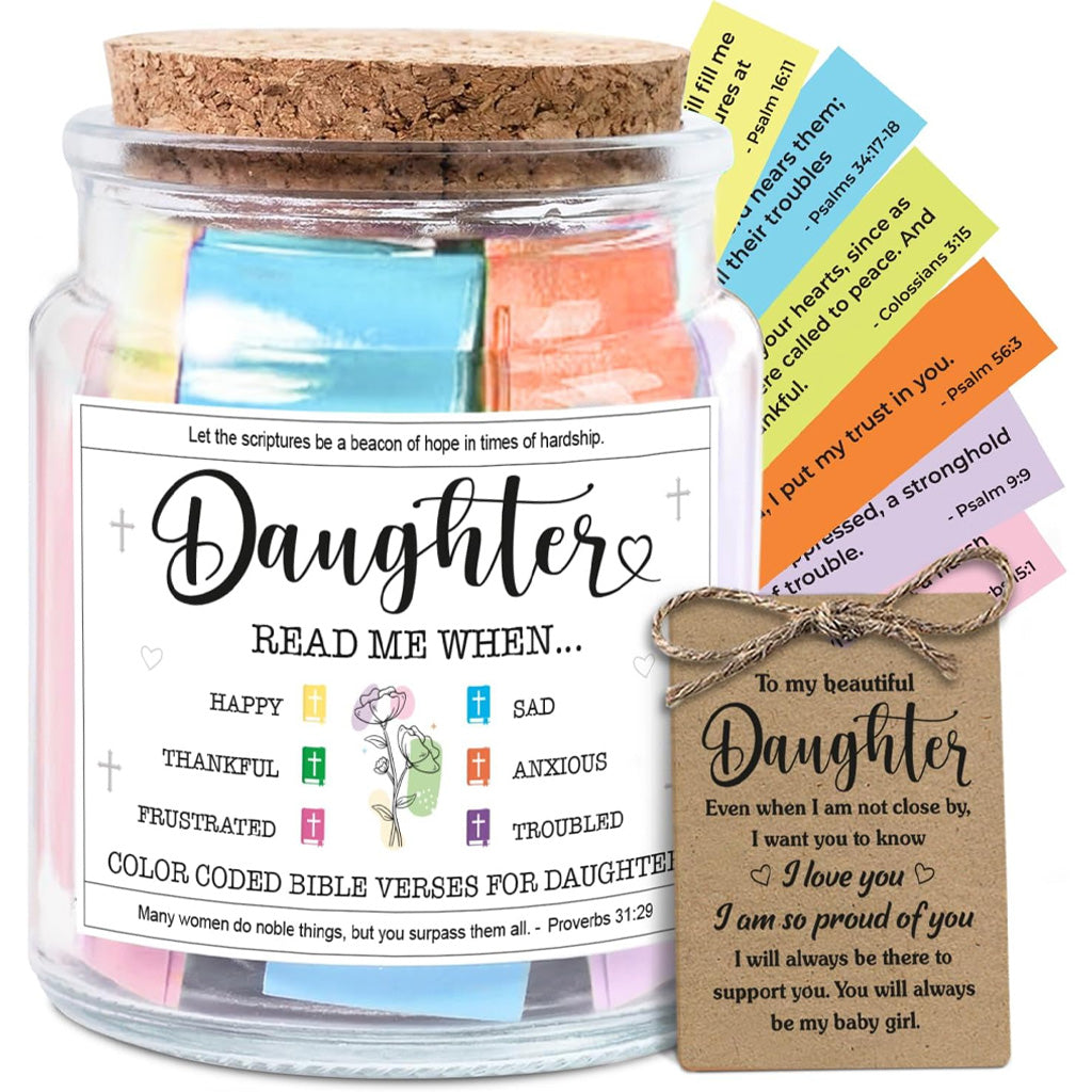 Bocal décoratif en verre avec 92 versets bibliques inspirants