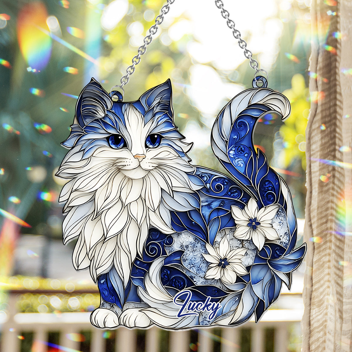 Cute Cat - Personalized Cat Window Hanging Suncatcher Ornament