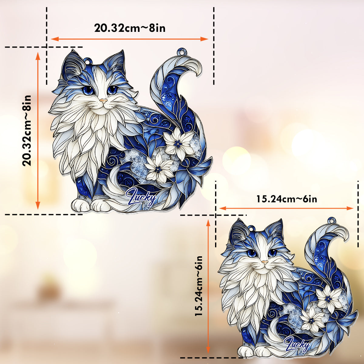 Cute Cat - Personalized Cat Window Hanging Suncatcher Ornament