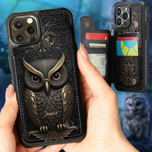 Étui portefeuille pour téléphone hibou personnalisé et imprimé avec élégance - Chouette magnifique
