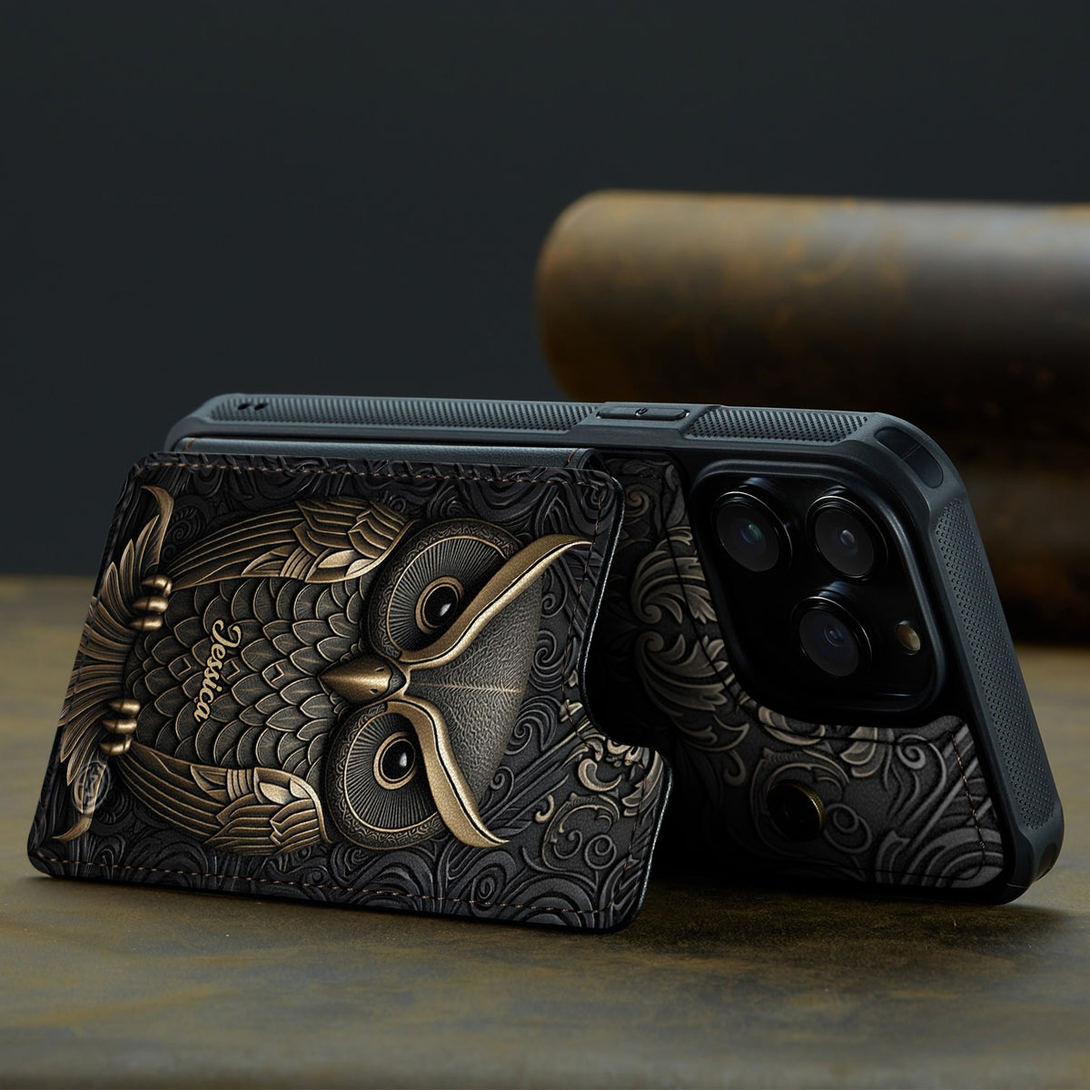 Étui portefeuille pour téléphone hibou personnalisé et imprimé avec élégance - Chouette magnifique