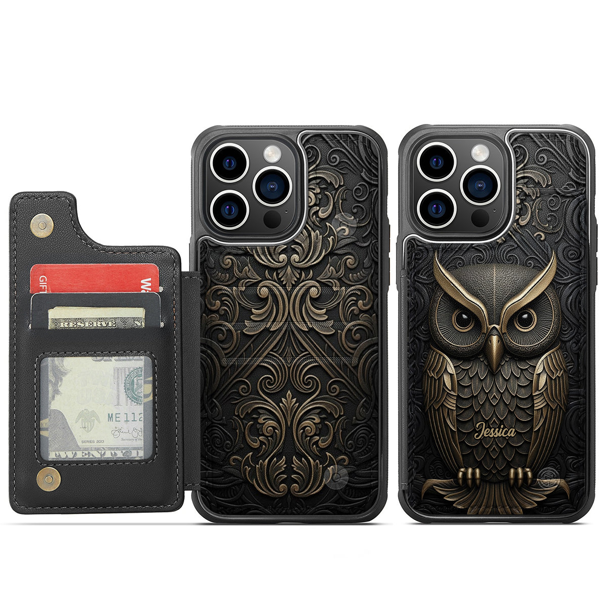Étui portefeuille pour téléphone hibou personnalisé et imprimé avec élégance - Chouette magnifique
