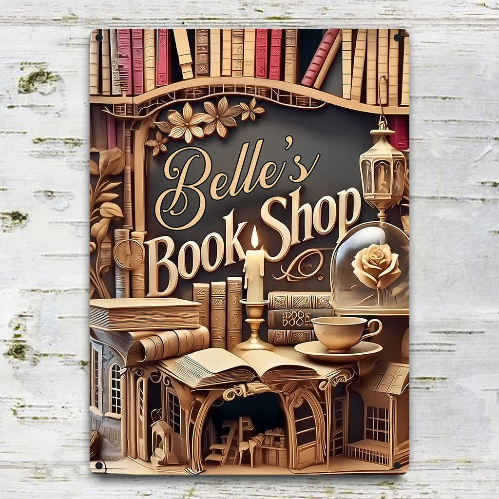 Custom Name Book Shop - Personalized Book Rectangle Metal Sign