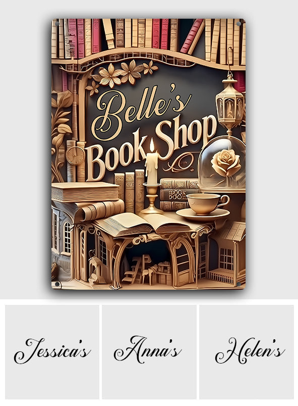 Custom Name Book Shop - Personalized Book Rectangle Metal Sign