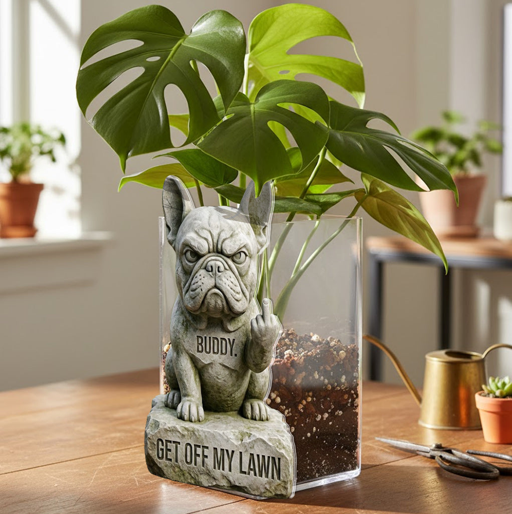 Get Off My Lawn, Custom From Any Photo - Personalized Dog Acrylic Pot
