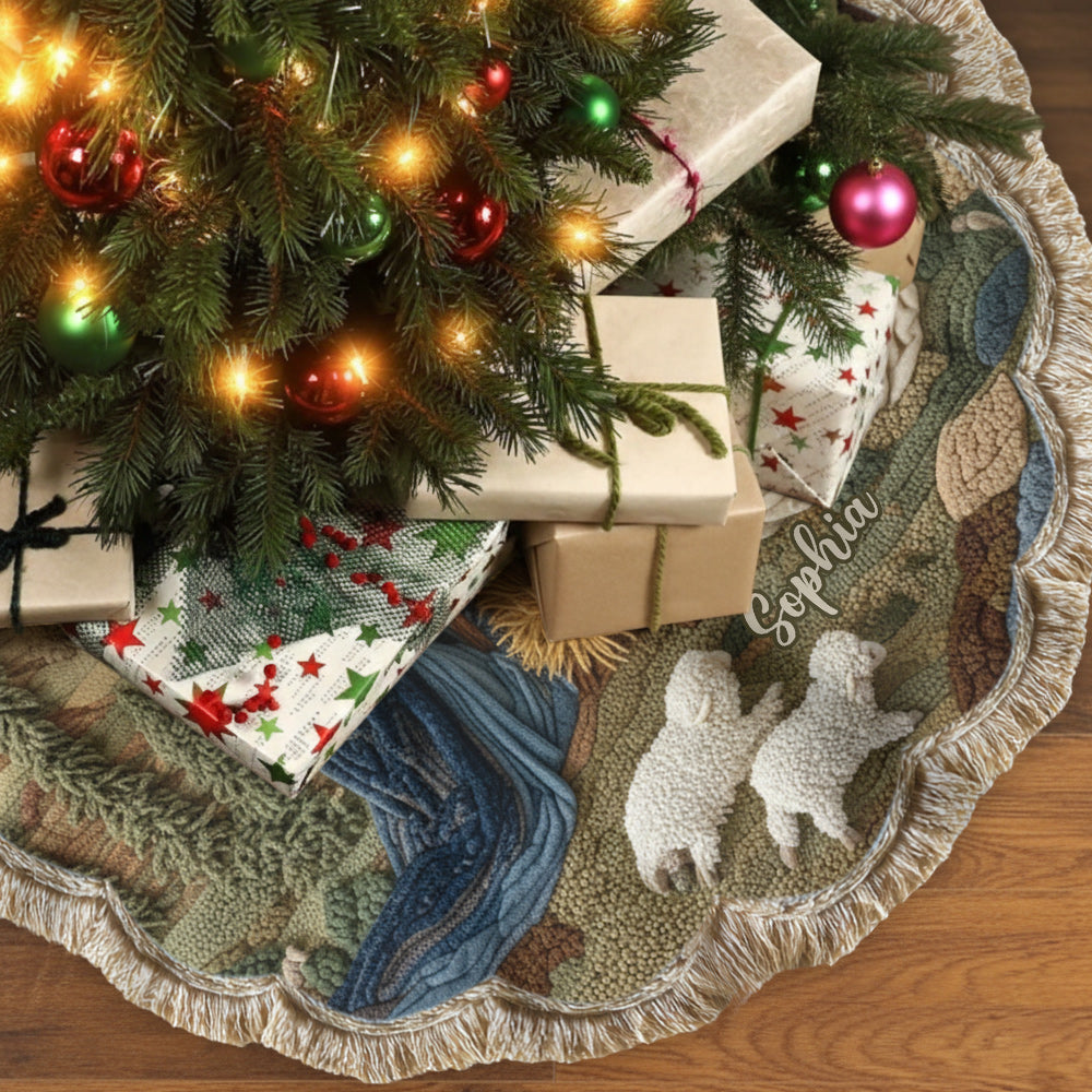 Moment de la Nativité - Jupe de sapin personnalisée à motif chrétien