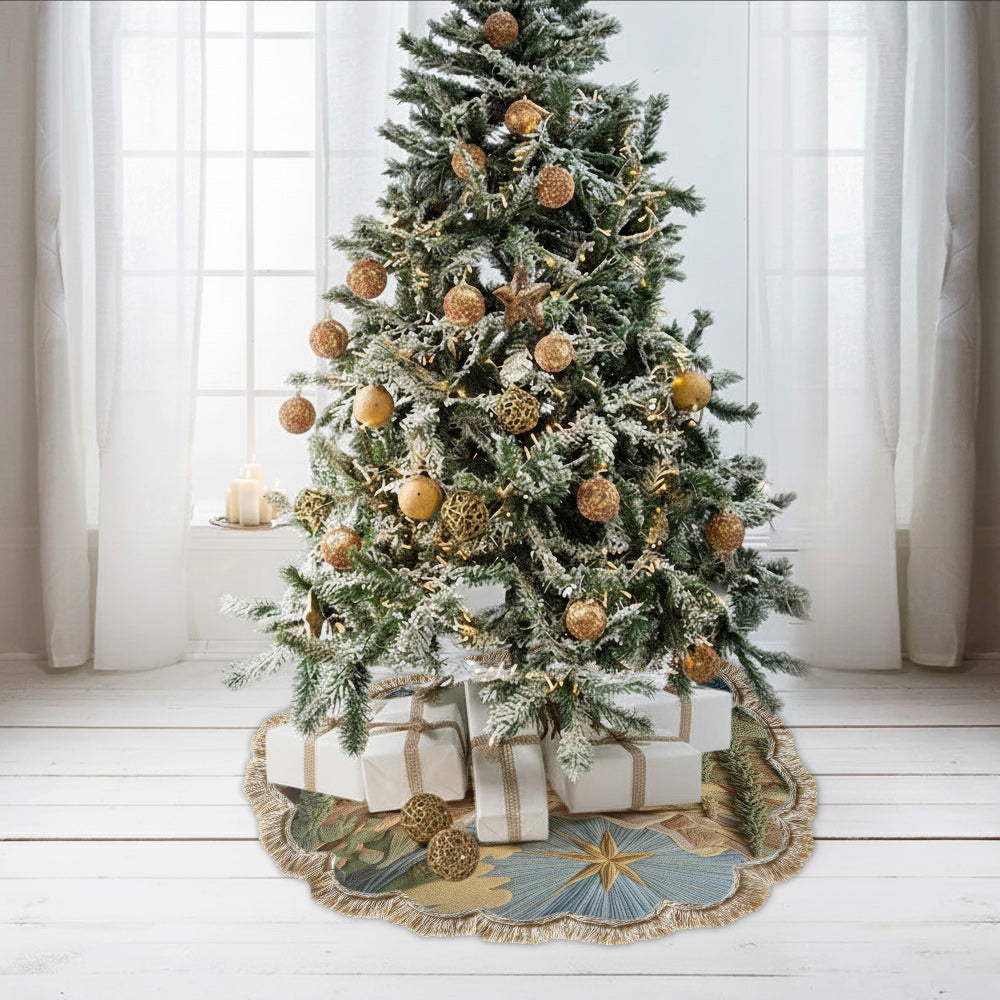 Moment de la Nativité - Jupe de sapin personnalisée à motif chrétien