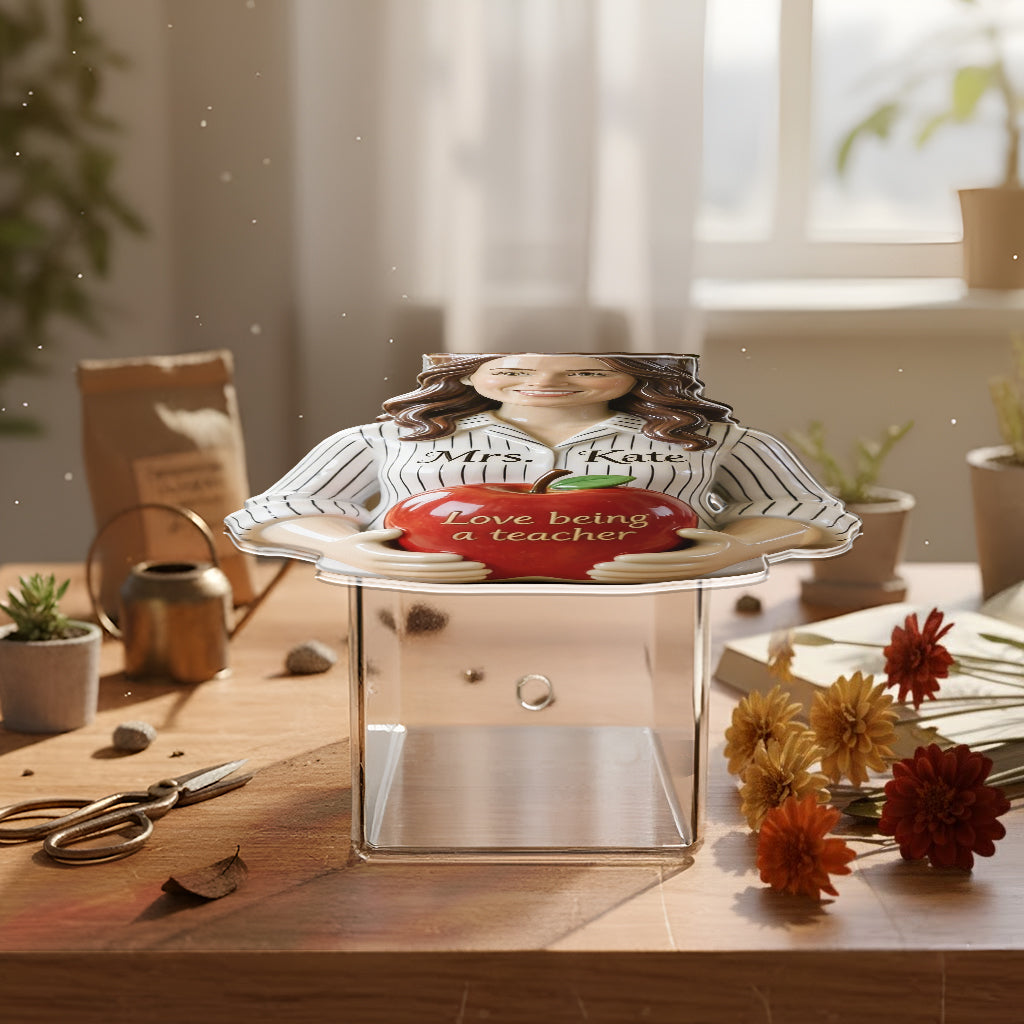 Custom Any Photo Thank You For Helping Me Grow - Personalized Teacher Acrylic Pot