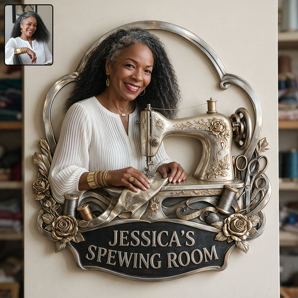 My Sewing Room - Personalized Sewing 3D Printed Cut Metal Sign