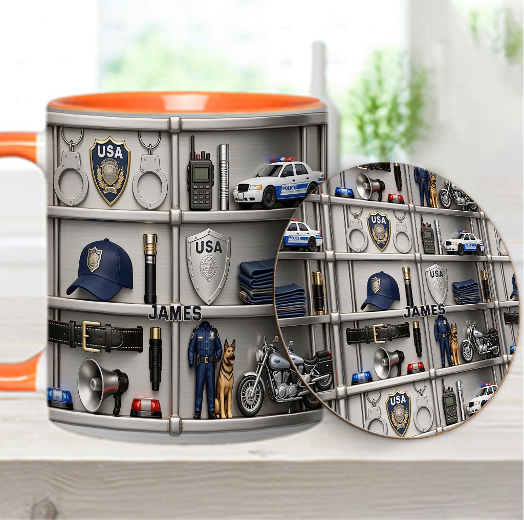 Servir et protéger - Mug et sous-verre personnalisés « Officier de police »