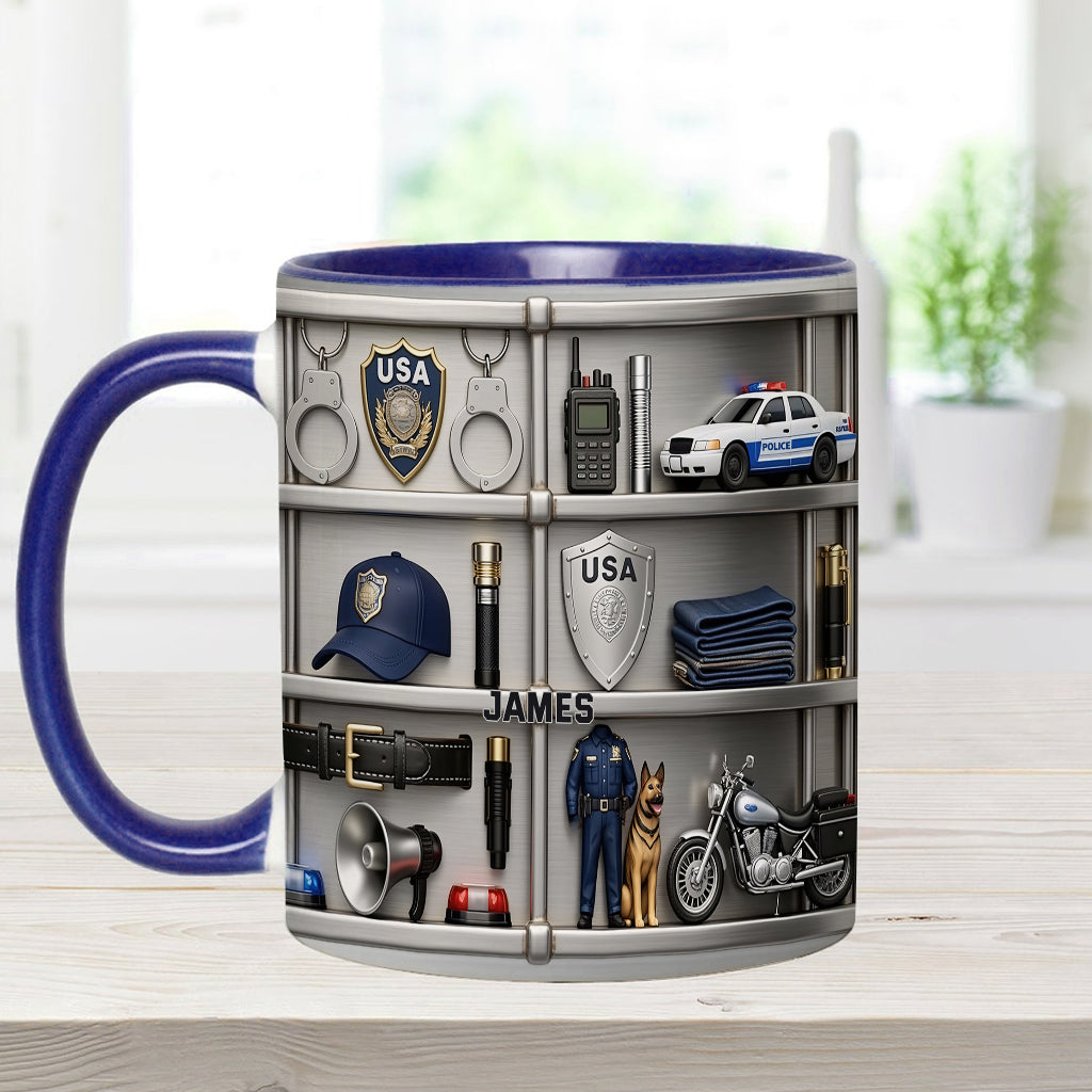 Servir et protéger - Mug et sous-verre personnalisés « Officier de police »